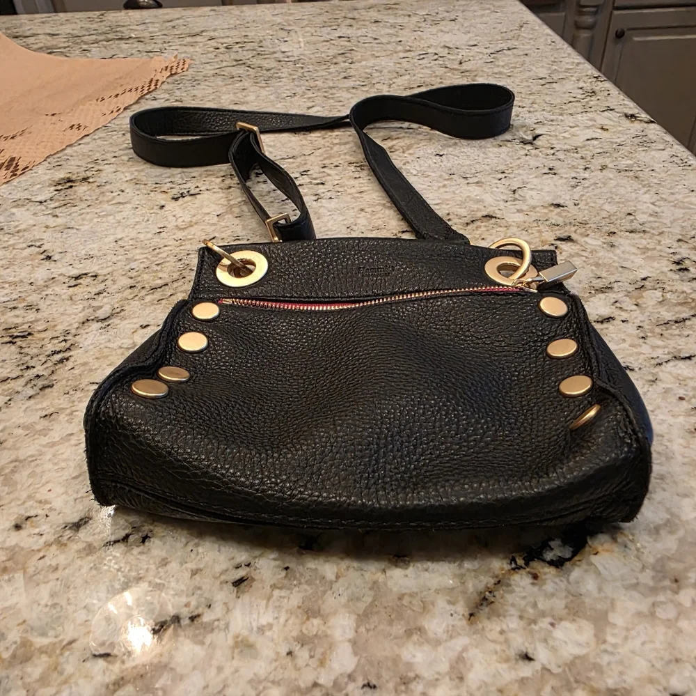Hammitt Tony Black Brushed Gold Red Crossbody Bag - Picture 3 of 4